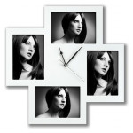 Rámečky na fotky  "Bergamo", hodiny, bílá, plast