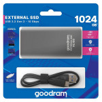 SSD Externí Goodram HL100, SSDPR-HL100-01T, 1000GB, šedý, 2.5", USB-C