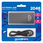 SSD Externí Goodram HL100, SSDPR-HL100-02T, 2000GB, šedý, 2.5", USB-C