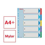 Zesílené rejstříky "Standard", popisovatelná titulní str., mix barev, karton, A4 Maxi, 1-5, E