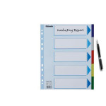 Barevné rozlišovače, mix barev, A4, plast, 5 dílů, ESSELTE