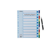 Barevné rozlišovače, mix barev, A4, plast, 10 dílů, ESSELTE