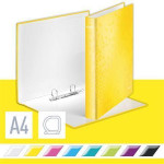 Kroužkový pořadač "Wow", žlutá, lesklý, 2 kroužky, 40 mm, A4, karton, LEITZ