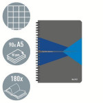 Blok "Office", šedo-modrý, drátěná kroužková vazba, A5, čtverečkovaný, 90 listů, plastový povrch, LE