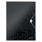 Desky s gumičkou "Wow Jumbo", černá, 30 mm, PP, A4, LEITZ