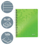 Spirálový sešit "Wow", zelená, linkovaný, A5, 80 listů, LEITZ