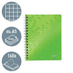 Spirálový sešit "Wow", zelená, čtverečkovaný, A5, 80 listů, LEITZ