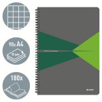 Blok "Office", šedo-zelená, drátěná kroužková vazba, A4, čtverečkovaný, 90 listů, laminovaný povrch,