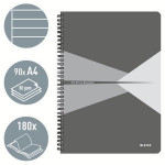 Blok "Office", šedý, drátěná kroužková vazba, A4, linkovaný, 90 listů, laminovaný povrch, LEITZ