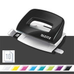 Děrovačka "Nexxt Wow", černá, 10 listů, kovová, mini, LEITZ