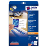 Avery Zweckform vizitky, s hladkým okrajem, 10ks/A4 typ matné, bílé, A4, 185 g/m2, 85x54mm, 10 listů, pro inkoustové a laserové ti