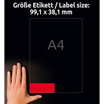 Avery Zweckform etikety 99.1mm x 38.1mm, A4, neon červené, 14 etiket, baleno po 25 ks, L7263R-25, pro laserové tiskárny a kopírky