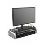 Stojan na monitor s organizérem, černá, drátěný, ALBA MESHUP N