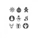 Razítko na textil "Nio Christmas", bílá, černý tisk, 10 motivů, RC01510001