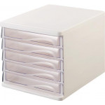 Zásuvkový box, 5x zásuvka, šedý/transparentní, plastový, HELIT