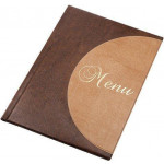 Desky na jídelní lístek "Semicircle", hnědá-světle hnědá, koženka, A4, PANTA PLAST
