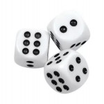 Kostky, bílá, plast, 3 ks