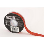 Saténová stuha, červená s puntíky, 15 mm x 22 m, IBO2786