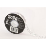 Saténová stuha, bílá s černými puntíky, 15 mm x 22 m, IBB2792