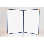 Desky na diplom, modrá, A4, plyš, kovové rohy, 5999131712645