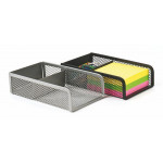 Držák na bloček a kancelářské sponky, černá, drátěný, VICTORIA