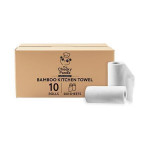 Kuchyňské utěrky, bílá, bambusové, 2-vrstvé, 100 útržků, 10 rolí, CHEEKY PANDA PFKITCHRL2X5