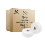 Toaletní papír, bílá, bambusový, 2-vrstvý, 150 m, průměr 18 cm, 12 rolí, CHEEKY PANDA 76-PFMINJRL12