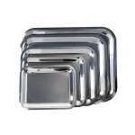 Kovový tác, obdélníkový, chromový, 35 x 28 cm