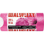 Pytle na odpadky "Aluflexy", růžová, s vůní, zatahovací, 35 l, 15 ks, LDPE, ALUFIX
