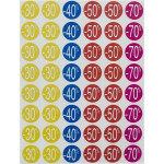 Slevové etikety, barevné, -30 až -70 %, kruhové, průměr 24 mm, 240 etiket/balení, APLI 101232