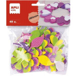 Samolepicí pěnovka "Eva Sheets", mix barev, se třpytkami, tvar květiny, 48 ks, APLI 13078