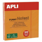 Samolepicí bloček "FUNNY", oranžová, 75 x 75 mm, 100 listů, APLI 11900