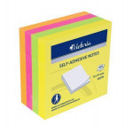 Samolepicí bloček, mix neonových barev, 75 x 75 mm, 4x 100 listů, VICTORIA