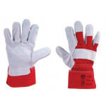 Pracovní rukavice z kůže (hovězí štípenka) a bavlny, velikost 10, šedá/červená