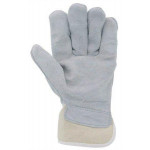 Pracovní rukavice z kůže (hovězí štípenka) a bavlny, velikost 10, šedá/béžová