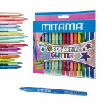 Fixy se třpytkami, 16 různých barev, 3 mm, trojhranné, MITAMA 62845