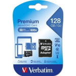 Paměťová karta "Premium", microSDXC, 128GB, CL10/U1, 70/10 MB/s, adaptér, VERBATIM
