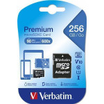 Paměťová karta "Premium", microSDXC, 256GB CL10/U1, s adaptérem, VERBATIM
