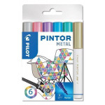 Set dekorativních popisovačů "Pintor F", metalická, 6 barev, 1 mm, PILOT
