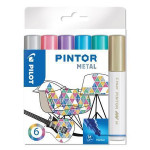 Set dekorativních popisovačů "Pintor M", metalická, 6 barev, 1,4 mm, PILOT