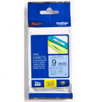 Brother originální páska do tiskárny štítků, Brother, TZE-521, černý tisk/modrý podklad, laminovaná, 8m, 9mm