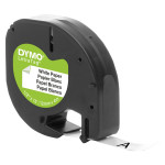 Dymo originální páska do tiskárny štítků, Dymo, 59421, S0721510, černý tisk/bílý podklad, 4m, 12mm, LetraTag papírová páska