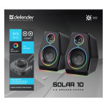 Defender reproduktory Solar 10, 2.0, 10W, černé, Bluetooth 5.3/AUX