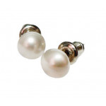 Náušnice SWAROVSKI® Crystals, bílá, poloperla, 6 mm, ART CRYSTELA