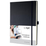 Záznamní kniha "Conceptum", černá, tvrdé desky, A4, linkovaná, 194 listů, SIGEL