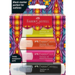 Zvýrazňovač "Glassy", 3 různé neonové barvy + černá, FABER-CASTELL 254693