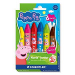 Voskovky "Noris Junior 224", 6 barev, jumbo, edice Peppa Pig, šestihranné, STAEDTLER 224 C6 L1