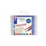Kaligrafické popisovače "Calligraph Duo", sada, 12 barev, 2,0/3,5 mm, oboustranné, STAEDTLER