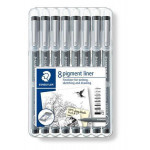 Liner "Pigment Liner 308", černá, sada, 8 šířek stopy, STAEDTLER 308 SB8