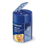 Ořezávátko, na 2 tužky, se zásobníkem na odpad, modré, STAEDTLER